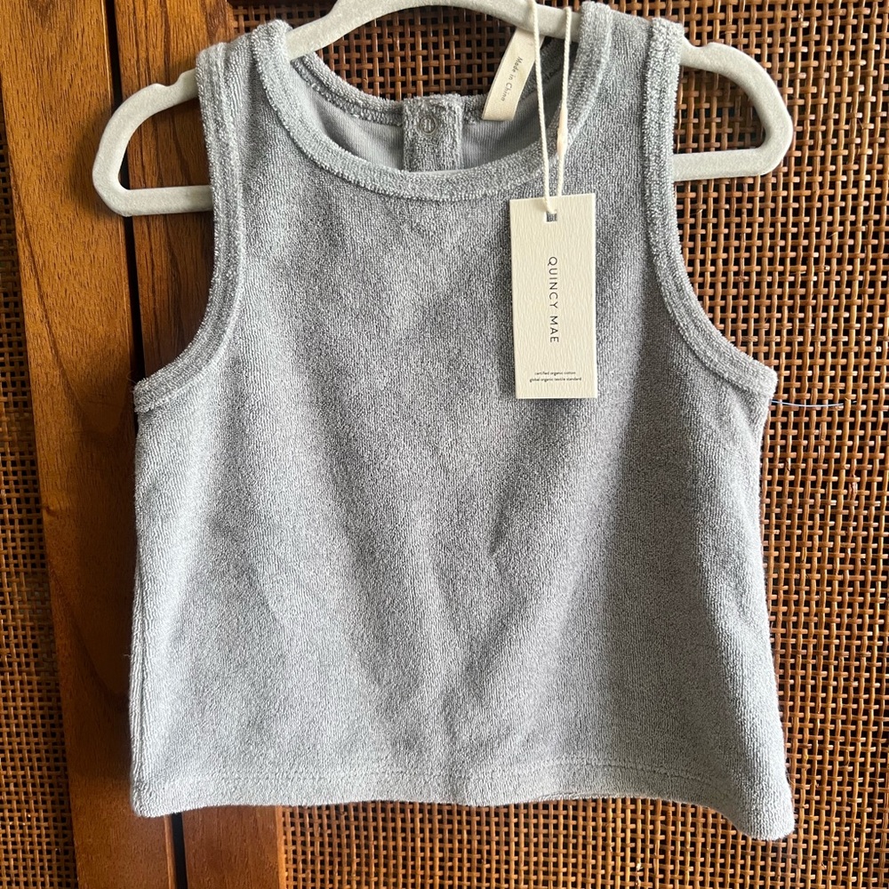 Quincy Mae Light Gray Terry Tank